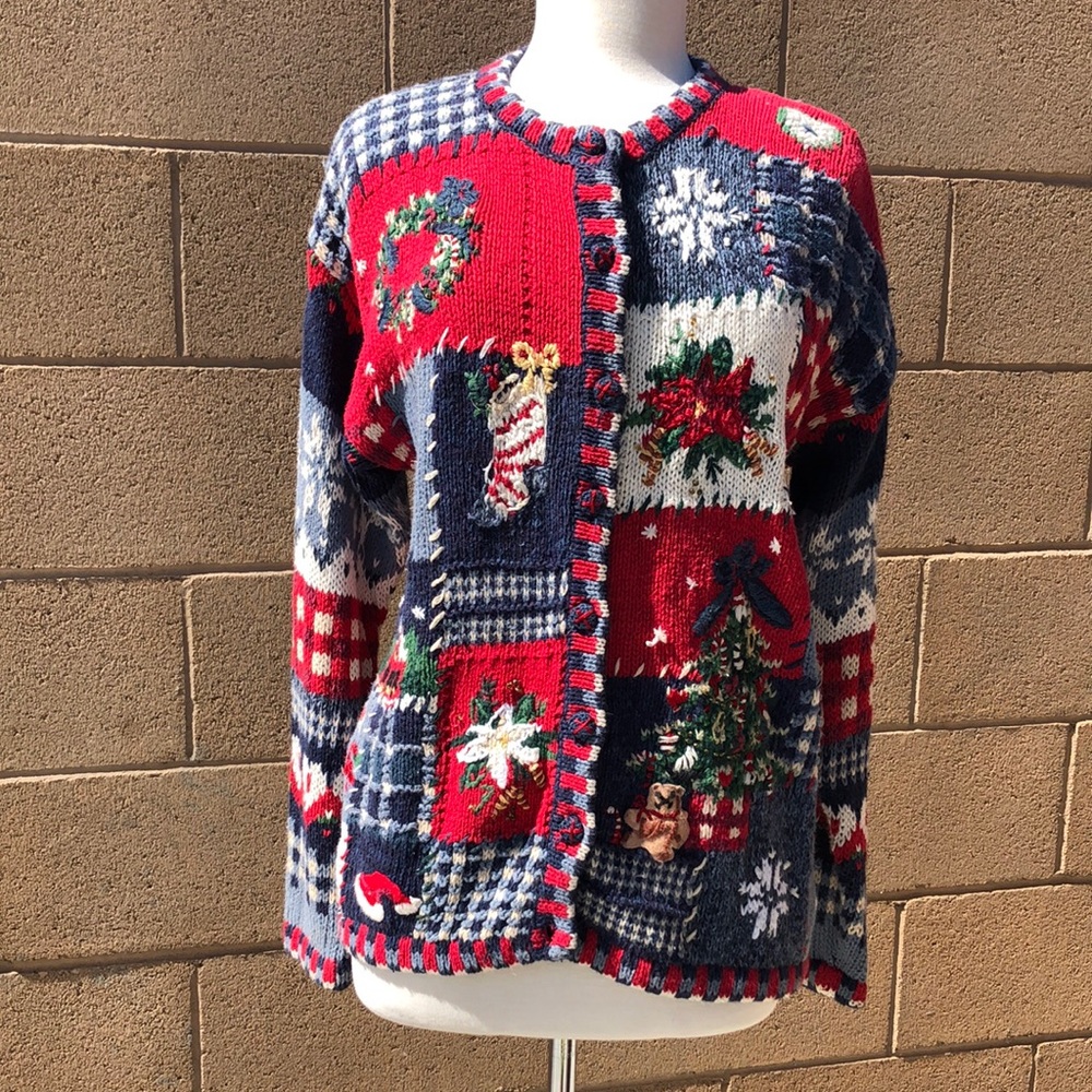 TIARA INTERNATIONAL Vintage Christmas Cardigan